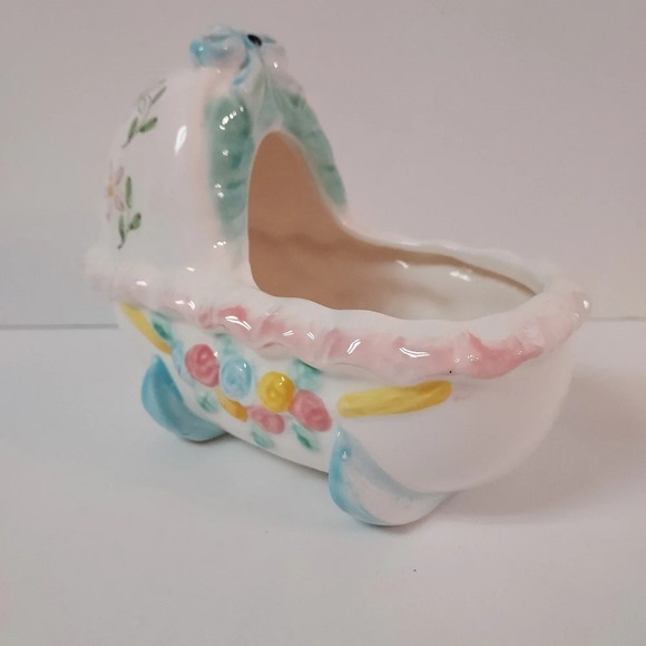Vintage Neidco Japan Ceramic Baby Bassinet Planter - Picture 1 of 10